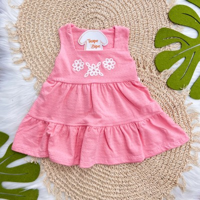  Vestido Ana Bola com Flores em Crochê - Rosa